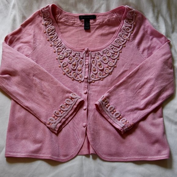 INC Pink Crop Cardigan Sweater Ladies XL - Picture 3 of 6